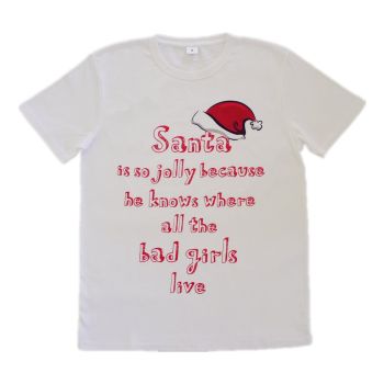 New Funny Adult Xmas Christmas T Shirt Tee Mens Womens 100% Cotton Jolly Ugly, Santa is Jolly, M