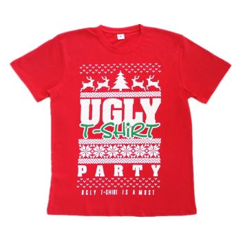 New Funny Adult Xmas Christmas T Shirt Tee Mens Womens 100% Cotton Jolly Ugly, UGLY T-Shirt Party, M