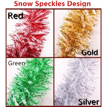 5x 2.5m Christmas Tinsel Xmas Garland Sparkly Snowflake Party Natural Home DÃ©cor, Snow Speckles in Gold