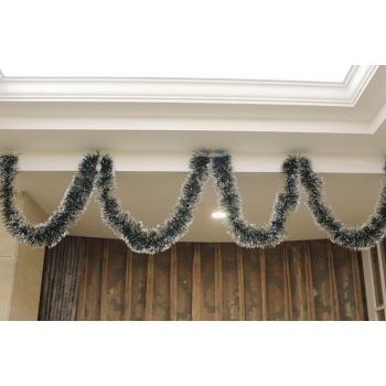 5x 2.5m Christmas Tinsel Xmas Garland Sparkly Snowflake Party Natural Home DÃ©cor, Snow Tips in Dark Green