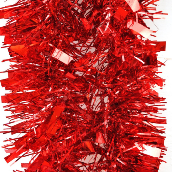 5x 2.5m Christmas Tinsel Xmas Garland Sparkly Snowflake Party Natural Home DÃ©cor, Thick Red