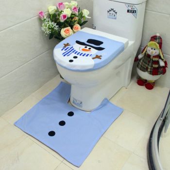 4pcs Christmas Toilet Seat Cover Rug Bathroom Set Santa Snowman Xmas Home DÃ©cor, Snowman C (Set of 2)