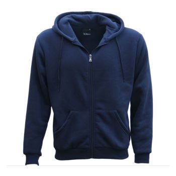 Adult Unisex Zip Plain Fleece Hoodie Hooded Jacket Mens Sweatshirt Jumper XS-8XL, Navy, M