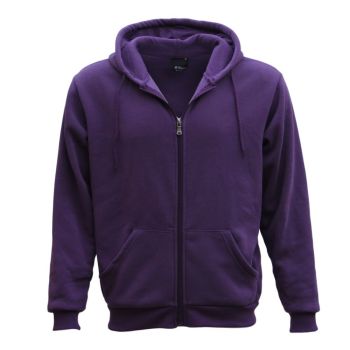 Adult Unisex Zip Plain Fleece Hoodie Hooded Jacket Mens Sweatshirt Jumper XS-8XL, Purple, M