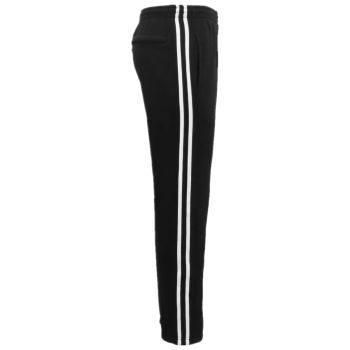 Men's Fleece Casual Sports Track Pants w Zip Pocket Striped Sweat Trousers S-6XL, Black, S