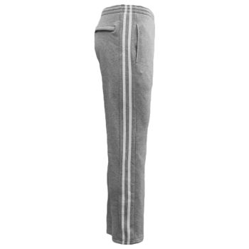 Men's Fleece Casual Sports Track Pants w Zip Pocket Striped Sweat Trousers S-6XL, Light Grey, S