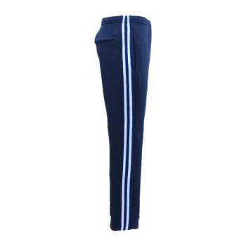 Men's Fleece Casual Sports Track Pants w Zip Pocket Striped Sweat Trousers S-6XL, Navy, XL