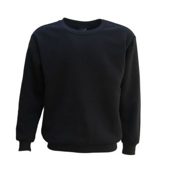 New Adult Unisex Plain Pullover Fleece Jumper Mens Long Sleeve Crew Neck Sweater, Black, S