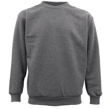 New Adult Unisex Plain Pullover Fleece Jumper Mens Long Sleeve Crew Neck Sweater, Grey, S