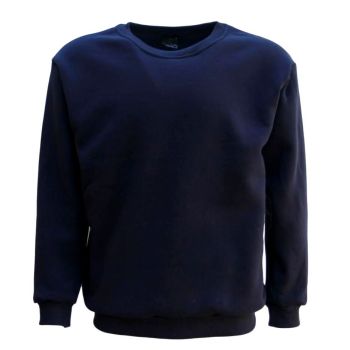 New Adult Unisex Plain Pullover Fleece Jumper Mens Long Sleeve Crew Neck Sweater, Navy, S