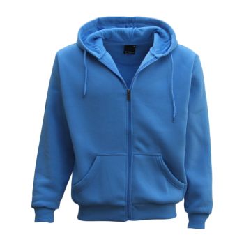 Adult Unisex Zip Plain Fleece Hoodie Hooded Jacket Mens Sweatshirt Jumper XS-8XL, Blue, XS