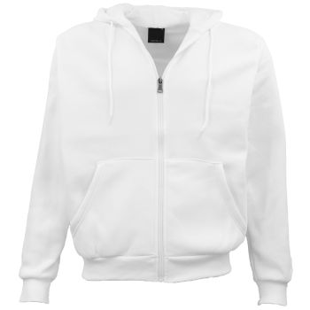 Adult Unisex Zip Plain Fleece Hoodie Hooded Jacket Mens Sweatshirt Jumper XS-8XL, White, 2XL