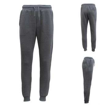 Mens Unisex Fleece Lined Sweat Track Pants Suit Casual Trackies Slim Cuff XS-6XL, Dark Grey, 2XL