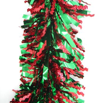 5x 2.5m Christmas Tinsel Xmas Garland Sparkly Snowflake Party Natural Home DÃ©cor, Crinkle Cut (Red Green)