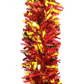 5x 2.5m Christmas Tinsel Xmas Garland Sparkly Snowflake Party Natural Home DÃ©cor, Crinkle Cut (Red Gold)