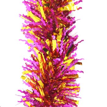 5x 2.5m Christmas Tinsel Xmas Garland Sparkly Snowflake Party Natural Home DÃ©cor, Crinkle Cut (Pink Gold)