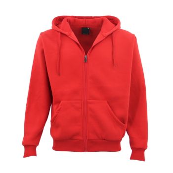 Adult Unisex Zip Plain Fleece Hoodie Hooded Jacket Mens Sweatshirt Jumper XS-8XL, Red, L