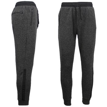 Mens Joggers Trousers Gym Sport Casual Sweat Track Pants Cuffed Hem w Zip Pocket, Black, XL