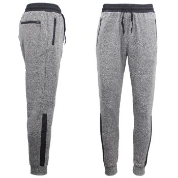 Mens Joggers Trousers Gym Sport Casual Sweat Track Pants Cuffed Hem w Zip Pocket, Light Grey, XS