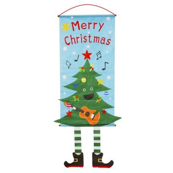 Christmas Hanging Banner Flag Door Window DÃ©cor Santa Reindeer Snowman Ornaments, Tree