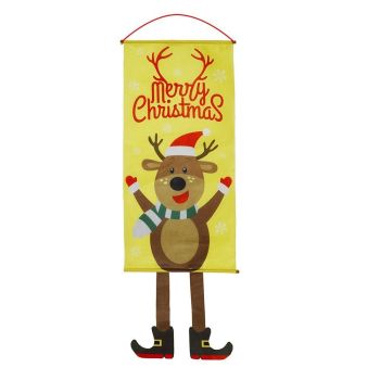 Christmas Hanging Banner Flag Door Window DÃ©cor Santa Reindeer Snowman Ornaments, Reindeer