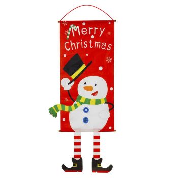 Christmas Hanging Banner Flag Door Window DÃ©cor Santa Reindeer Snowman Ornaments, Snowman