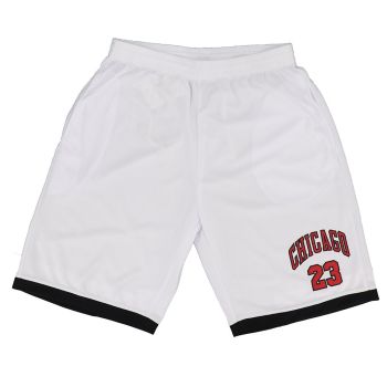 Men's Basketball Sports Shorts Gym Jogging Swim Board Boxing Sweat Casual Pants, White - Chicago 23, 2XL