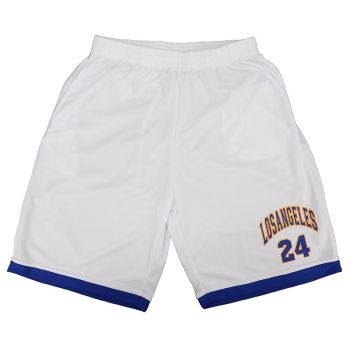 Men's Basketball Sports Shorts Gym Jogging Swim Board Boxing Sweat Casual Pants, White - Los Angeles 24, 2XL