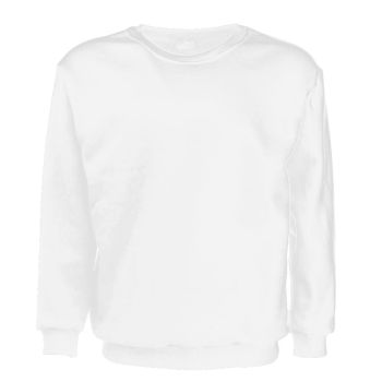 New Adult Unisex Plain Pullover Fleece Jumper Mens Long Sleeve Crew Neck Sweater, White, 3XL