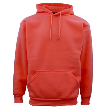 Adult Unisex Men's Basic Plain Hoodie Pullover Sweater Sweatshirt Jumper XS-8XL, Coral Pink, 2XL