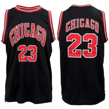 New Men's Basketball Jersey Sports T Shirt Tee Vest Tops Gym Chicago Los Angeles, Black - Chicago 23, L