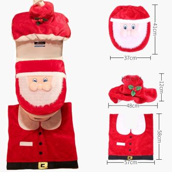 4pcs Christmas Toilet Seat Cover Rug Bathroom Set Santa Snowman Xmas Home DÃ©cor, Santa B (Set of 3)