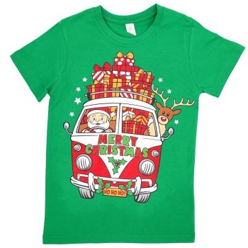 New Funny Adult Xmas Christmas T Shirt Tee Mens Womens 100% Cotton Jolly Ugly, Santa Drive Kombi (Green), L