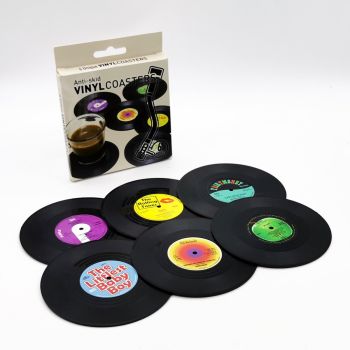 6x Creative Vinyl Record Cup Coasters Glass Drink Tableware Home DÃ©cor, A