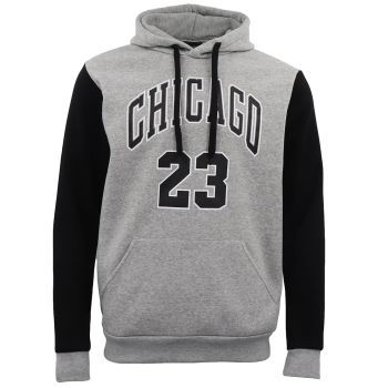 Men's Fleece Pullover Hoodie Jacket Chicago Bulls 23 Michael Jordan Sweat Shirt, Light Grey, XS