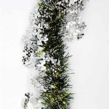 5x 2.5m Christmas Tinsel Xmas Garland Sparkly Snowflake Party Natural Home DÃ©cor, Snow in Black/Gold