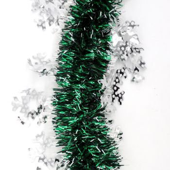 5x 2.5m Christmas Tinsel Xmas Garland Sparkly Snowflake Party Natural Home DÃ©cor, Snow in Dark Green