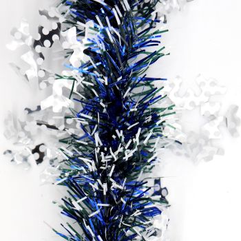 5x 2.5m Christmas Tinsel Xmas Garland Sparkly Snowflake Party Natural Home DÃ©cor, Snow in Blue