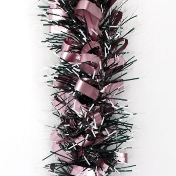 5x 2.5m Christmas Tinsel Xmas Garland Sparkly Snowflake Party Natural Home DÃ©cor, Bows (Black Pink)