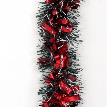 5x 2.5m Christmas Tinsel Xmas Garland Sparkly Snowflake Party Natural Home DÃ©cor, Bows (Black Red)