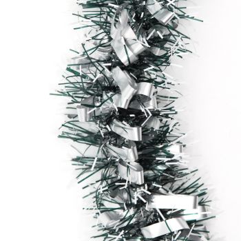 5x 2.5m Christmas Tinsel Xmas Garland Sparkly Snowflake Party Natural Home DÃ©cor, Bows (Silver Black)