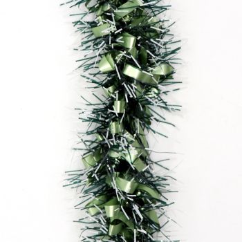 5x 2.5m Christmas Tinsel Xmas Garland Sparkly Snowflake Party Natural Home DÃ©cor, Bows (Black Light Green)