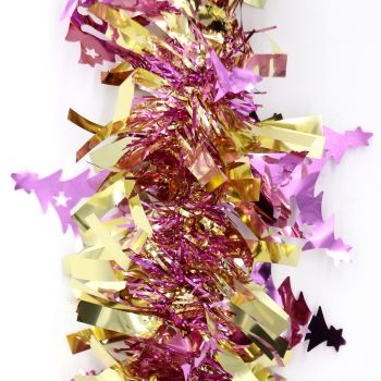 5x 2.5m Christmas Tinsel Xmas Garland Sparkly Snowflake Party Natural Home DÃ©cor, Trees (Pink)