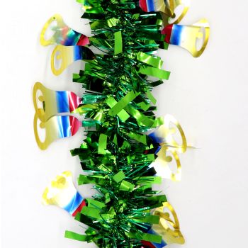 5x 2.5m Christmas Tinsel Xmas Garland Sparkly Snowflake Party Natural Home DÃ©cor, Bells (Green)