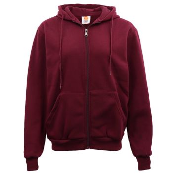 Adult Unisex Zip Plain Fleece Hoodie Hooded Jacket Mens Sweatshirt Jumper XS-8XL, Burgundy, L