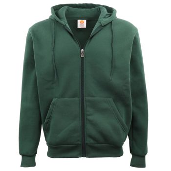 Adult Unisex Zip Plain Fleece Hoodie Hooded Jacket Mens Sweatshirt Jumper XS-8XL, Dark Green, 4XL