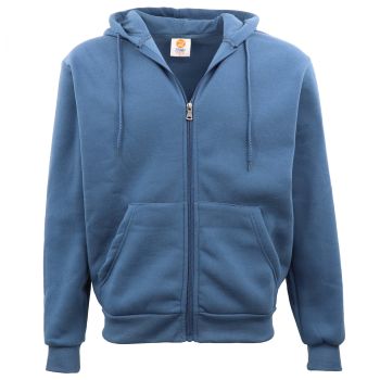 Adult Unisex Zip Plain Fleece Hoodie Hooded Jacket Mens Sweatshirt Jumper XS-8XL, Dusty Blue, 3XL