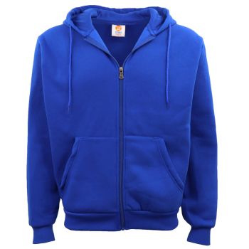 Adult Unisex Zip Plain Fleece Hoodie Hooded Jacket Mens Sweatshirt Jumper XS-8XL, Royal Blue, 4XL