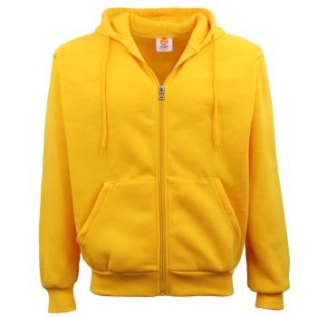 Adult Unisex Zip Plain Fleece Hoodie Hooded Jacket Mens Sweatshirt Jumper XS-8XL, Yellow, S