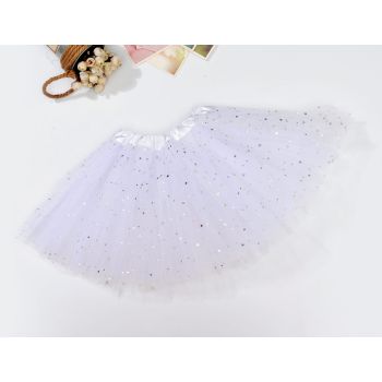 Sequin Tulle Tutu Skirt Ballet Kids Princess Dressup Party Baby Girls Dance Wear, White, Adults